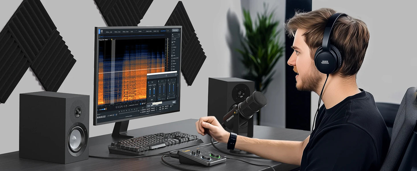Maono PS22 Lite – USB Audio Interface 24‑bit/192 kHz | XLR Input, Loopback, ASIO Support, DAW Compatible for Music, Guitar & Recording