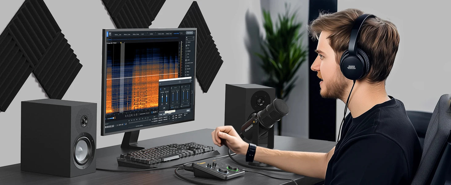 Maono PS22 Lite – USB Audio Interface 24‑bit/192 kHz | XLR Input, Loopback, ASIO Support, DAW Compatible for Music, Guitar & Recording