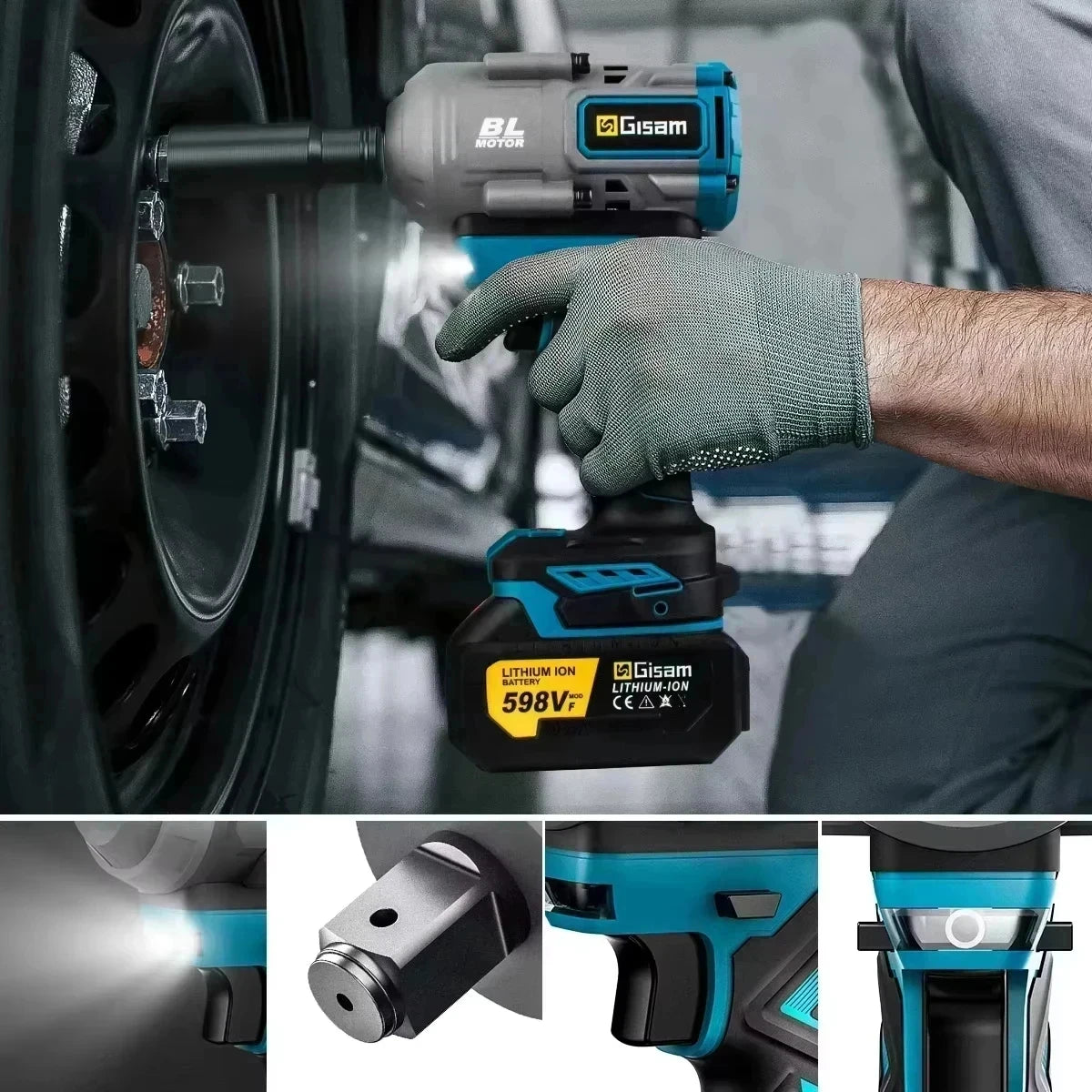 Gisam 2000N.m Brushless Impact Wrench 1/2"