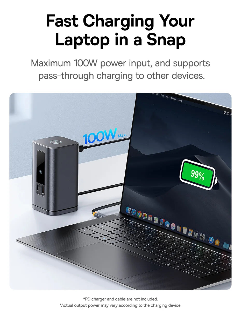 Baseus 11‑in‑1 USB‑C Hub | DP 4K@60Hz, HDMI, Triple Display, RJ45, PD 100W, USB 3.1 Docking Station
