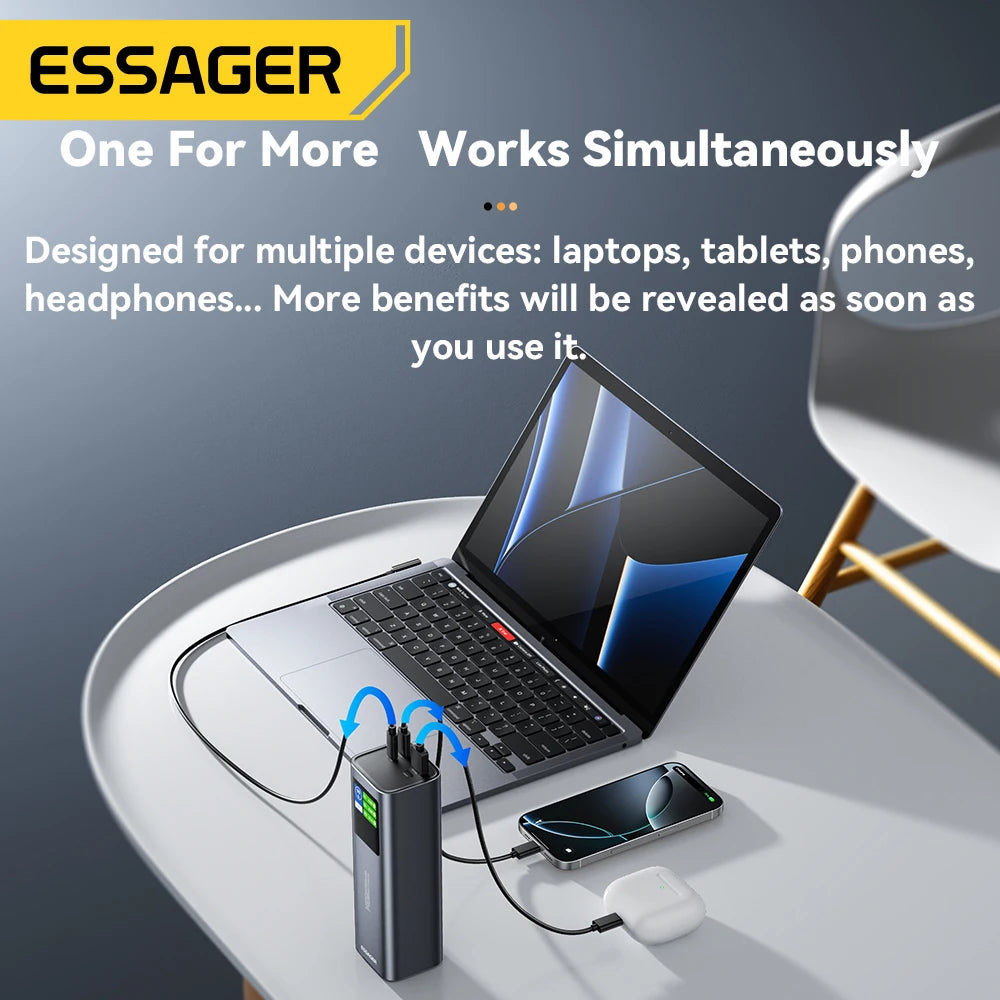 ESSAGER 140W USB-C Power Bank 27000mAh PD3.1 with Digital Display – Super Fast Charging