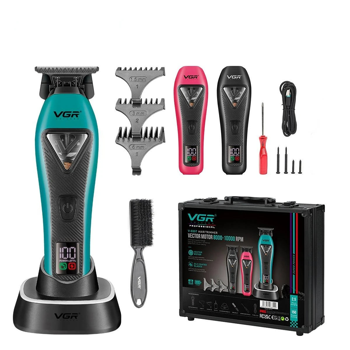 VGR Hair Trimmer Professional Hair Cutting Machine Cordless Barber Clipper Vector Motor Haircut Electric Trimmer for Men V-035C
