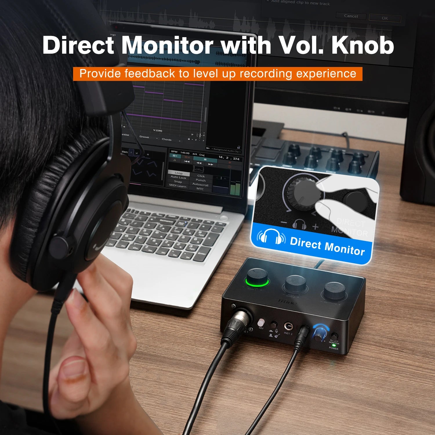 FIFINE Ampli1 XLR Audio Interface | 48V Phantom Power & Gain Control