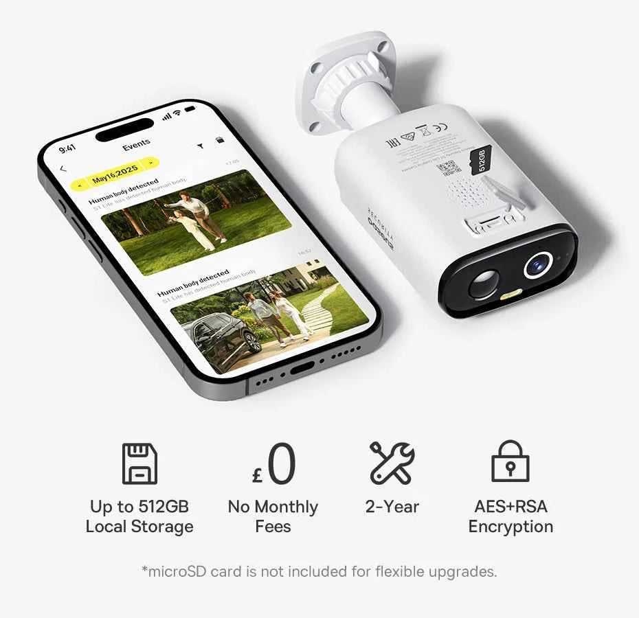 Baseus Security S1 Lite Solar Security Camera Wireless Outdoor Camera Continuous Power 2K Resolution 135°FOV IP67 Wifi Camera - Limetastore