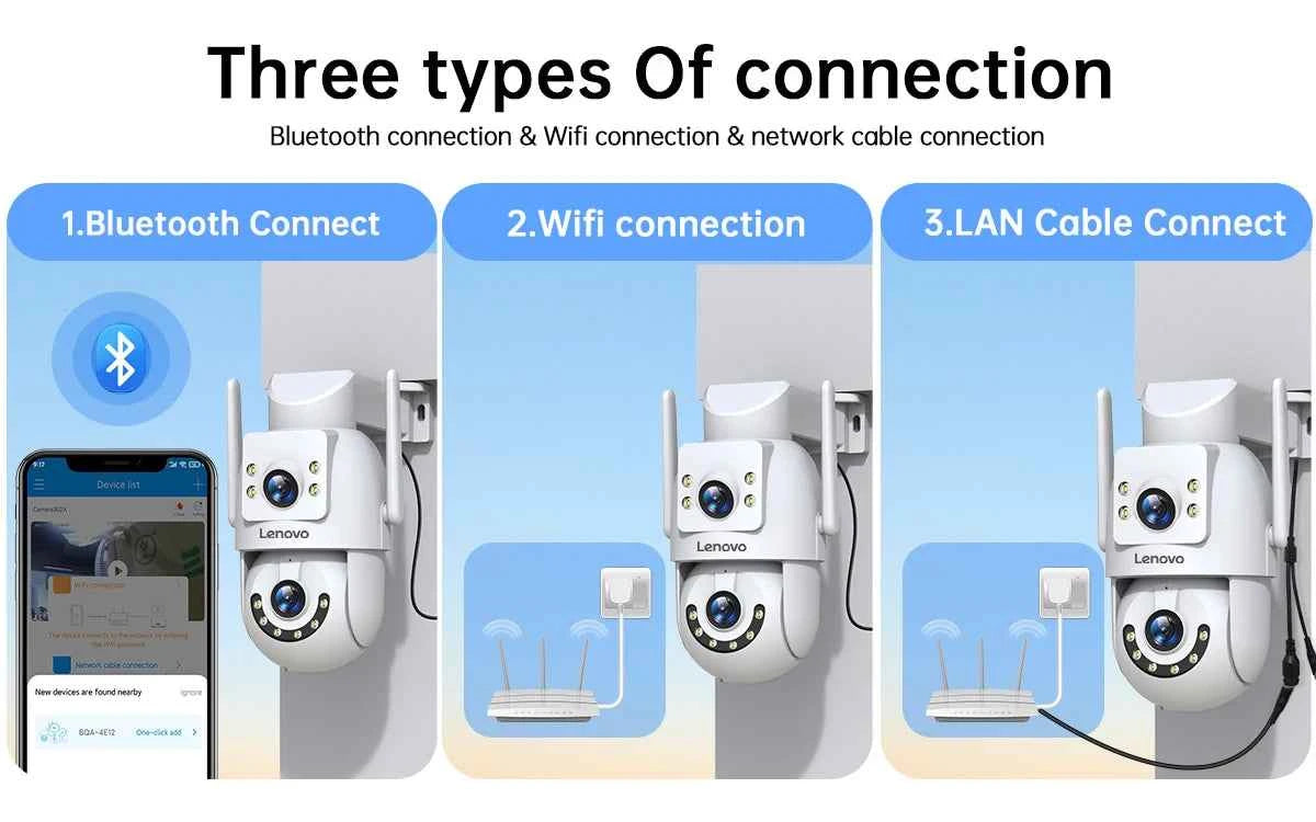Lenovo 4K 6MP WiFi Surveillance Camera Outdoor Security Dual Lens Dual Screen AI Tracking PTZ IP Camera CCTV Video Surveillance - Limetastore