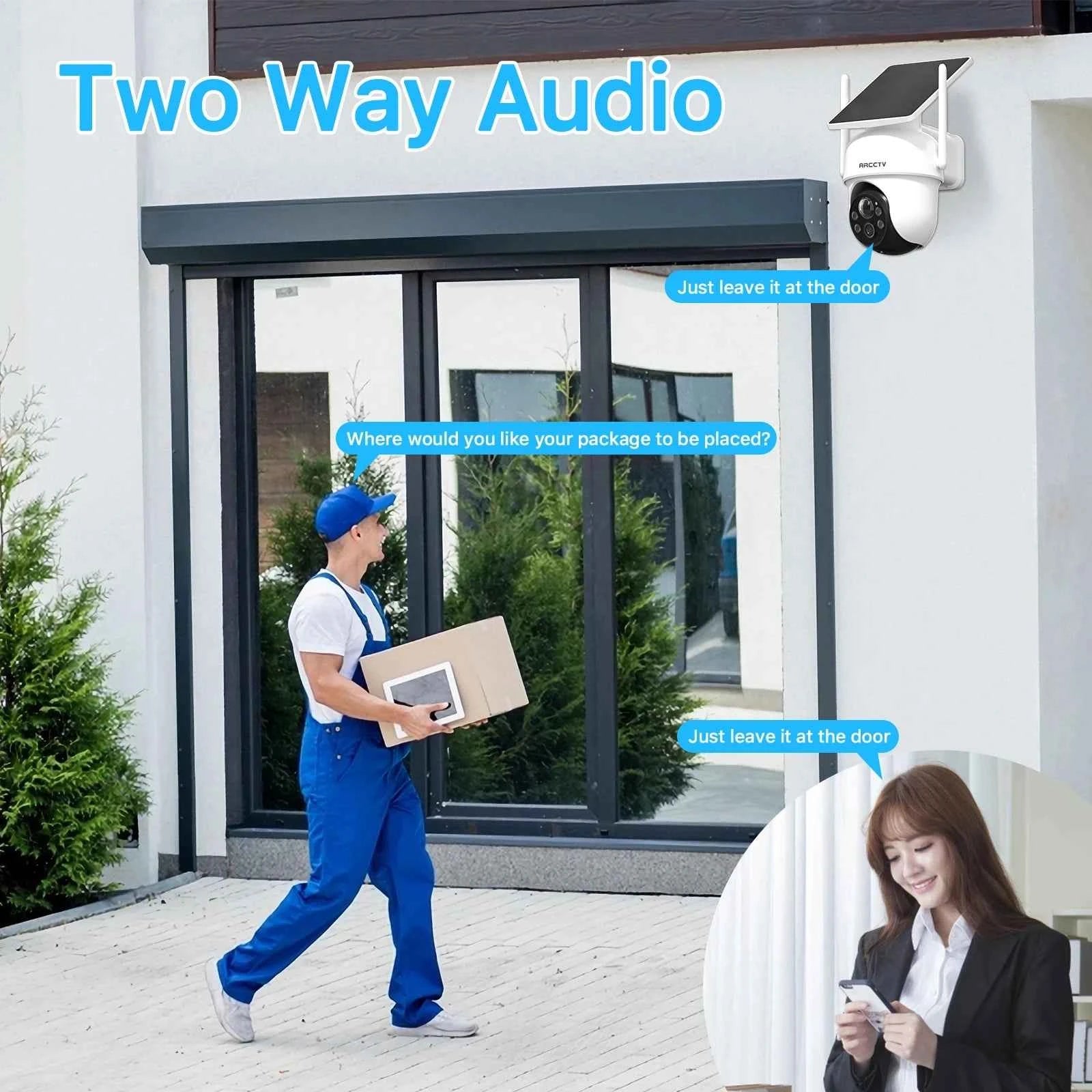 ARCCTV 2K Solar Wifi Camera Kit Outdoor Wireless Security Surveillance Camera Set Siren Alarm Two Way Audio Humanoid Detection - Limetastore