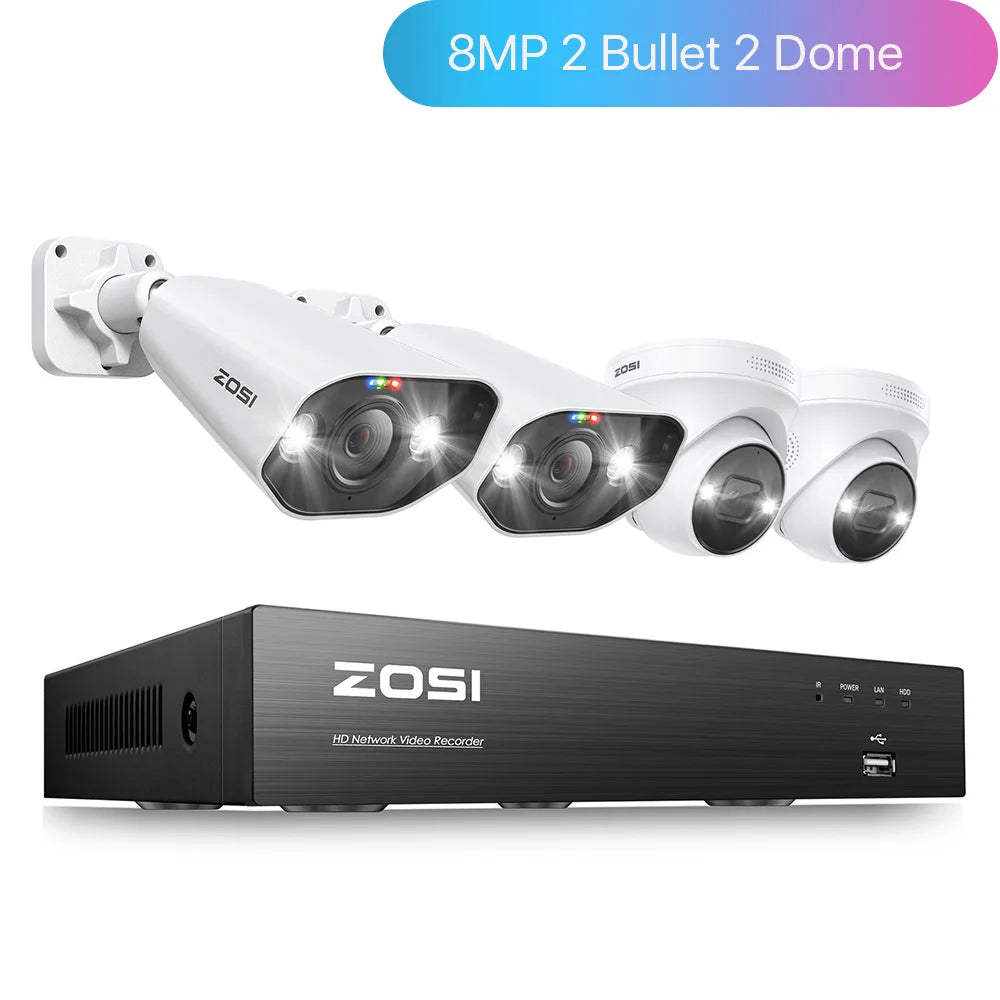 ZOSI 4K 8MP PoE Security Camera System – AI Human/Vehicle Detection