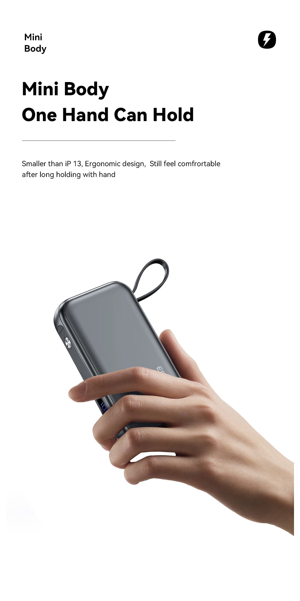 ESSAGER 15000mAh Power Bank 65W with USB-C Cable