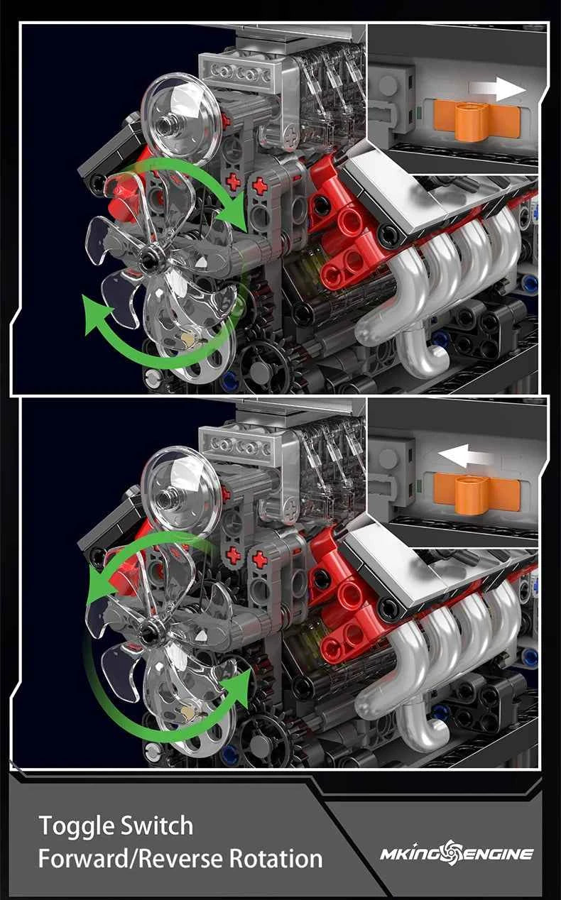 Mould King 10225 Motorized V8 Engine Building Set | Technical Car Engine Toy - Limetastore