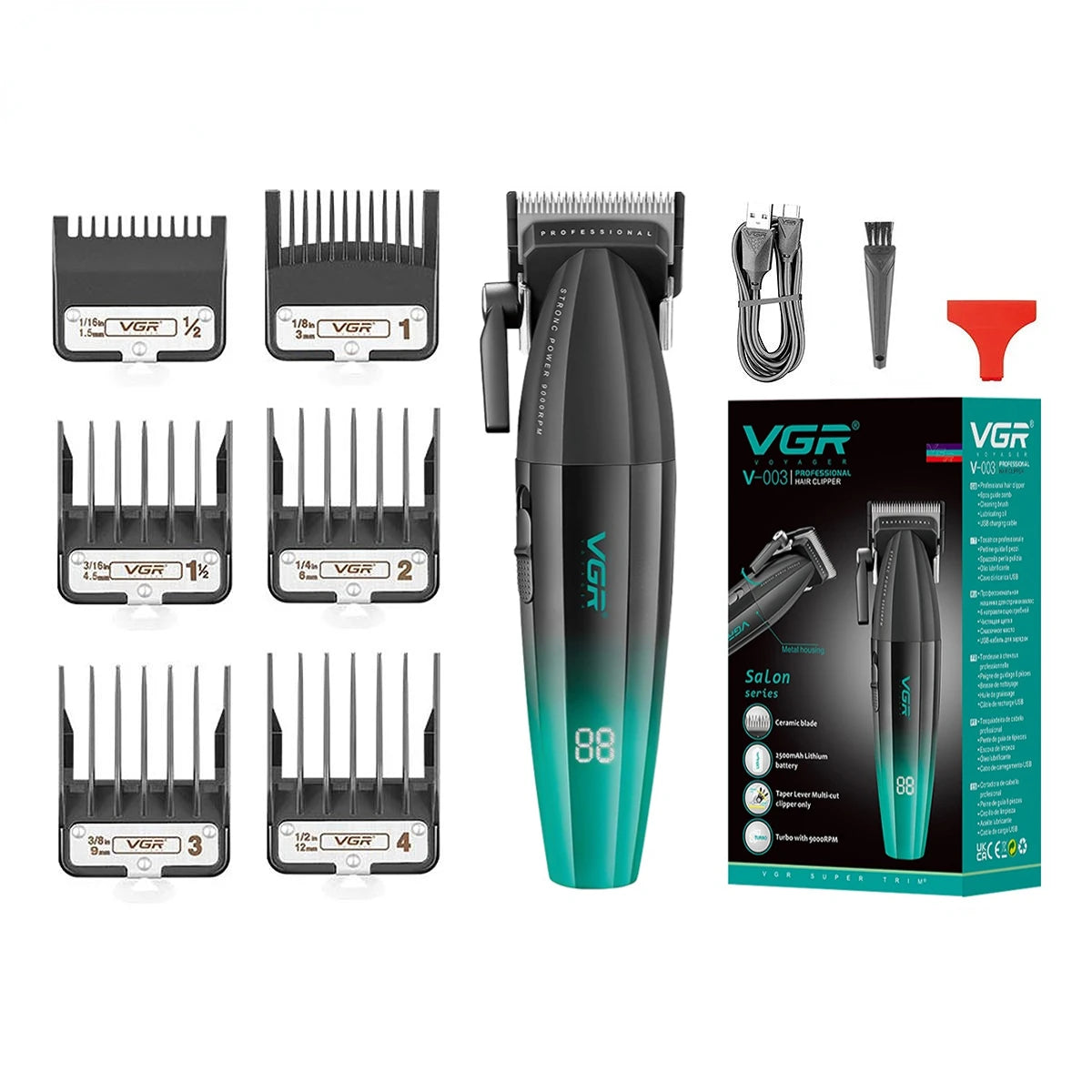 VGR Hair Trimmer Professional Hair Cutting Machine Electric Hair Clipper Shaver Barber Metal Trimmer for Men V-003 V-906 V-308