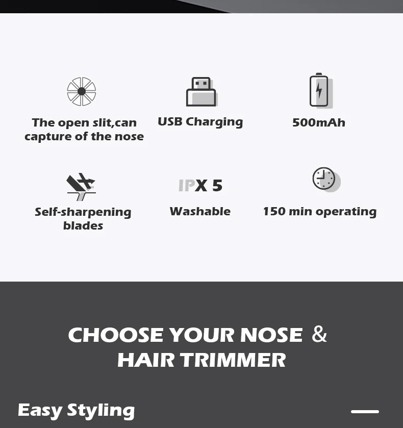 VGR Professional Nose Hair Trimmer Mini Hair Trimmer Electric Nose Trimmer 2 In 1 Clipper Portable Rechargeable Waterproof V-613