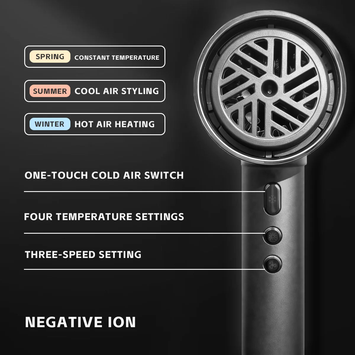 VGR Hair Dryer Professional Air Blower Negative Ion High Speed Hair Dryer Machine Hot and Cold Adjustment Barber Salon V-640HD