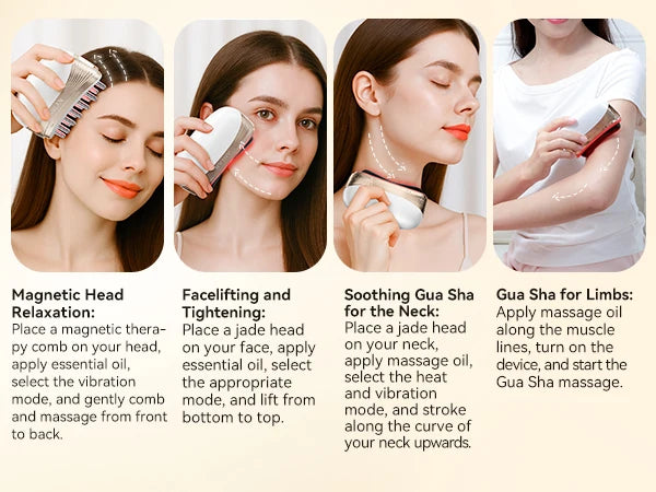 ANLAN 2‑in‑1 Gua Sha Massager | Jade, Hot Compress, EMS, LED, Scalp & Face Lifting