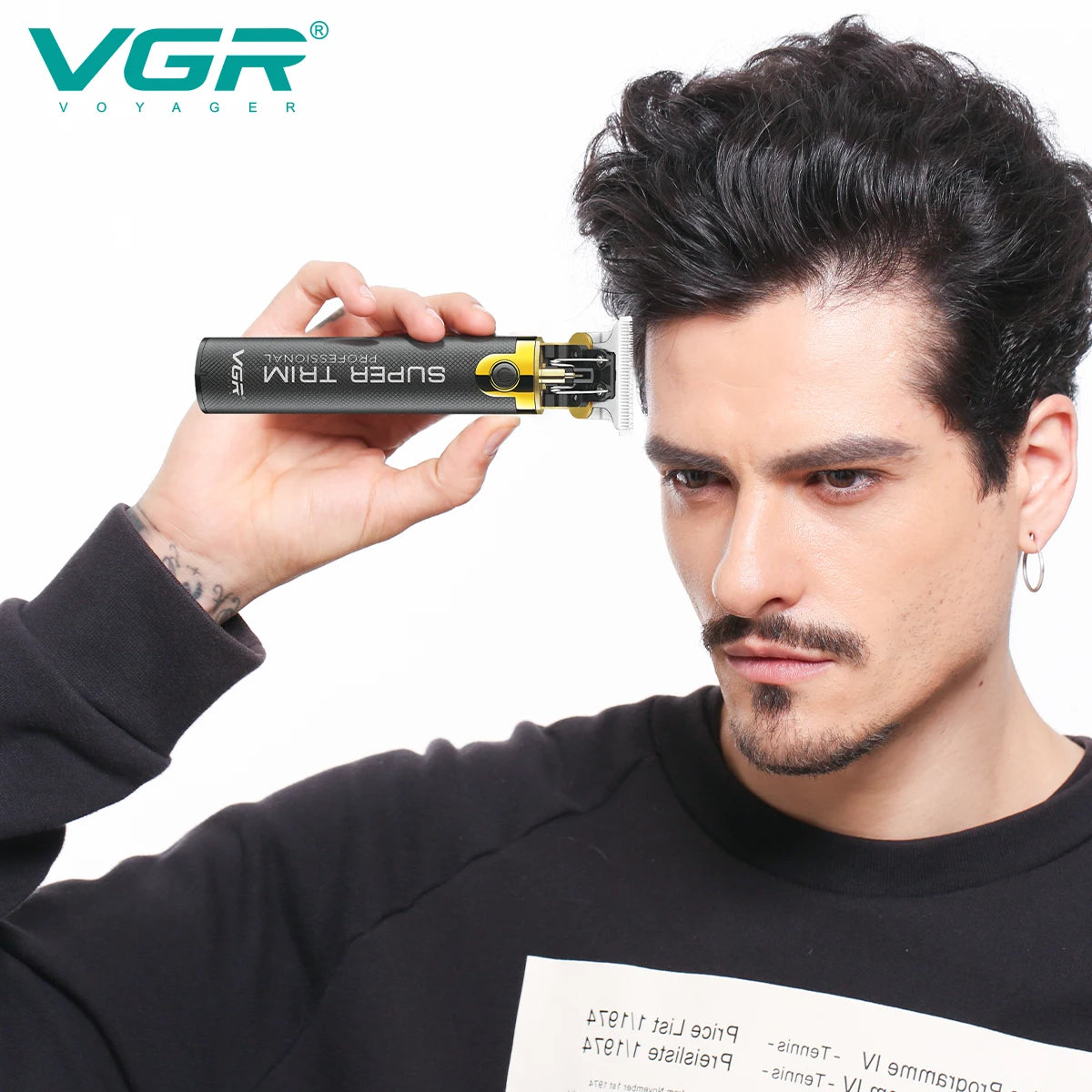VGR Professional Hair Clipper T9 Hair Cutting Machine Cordless Haircut Machine Rechargeable Bald Barber Trimmer for Men V-082