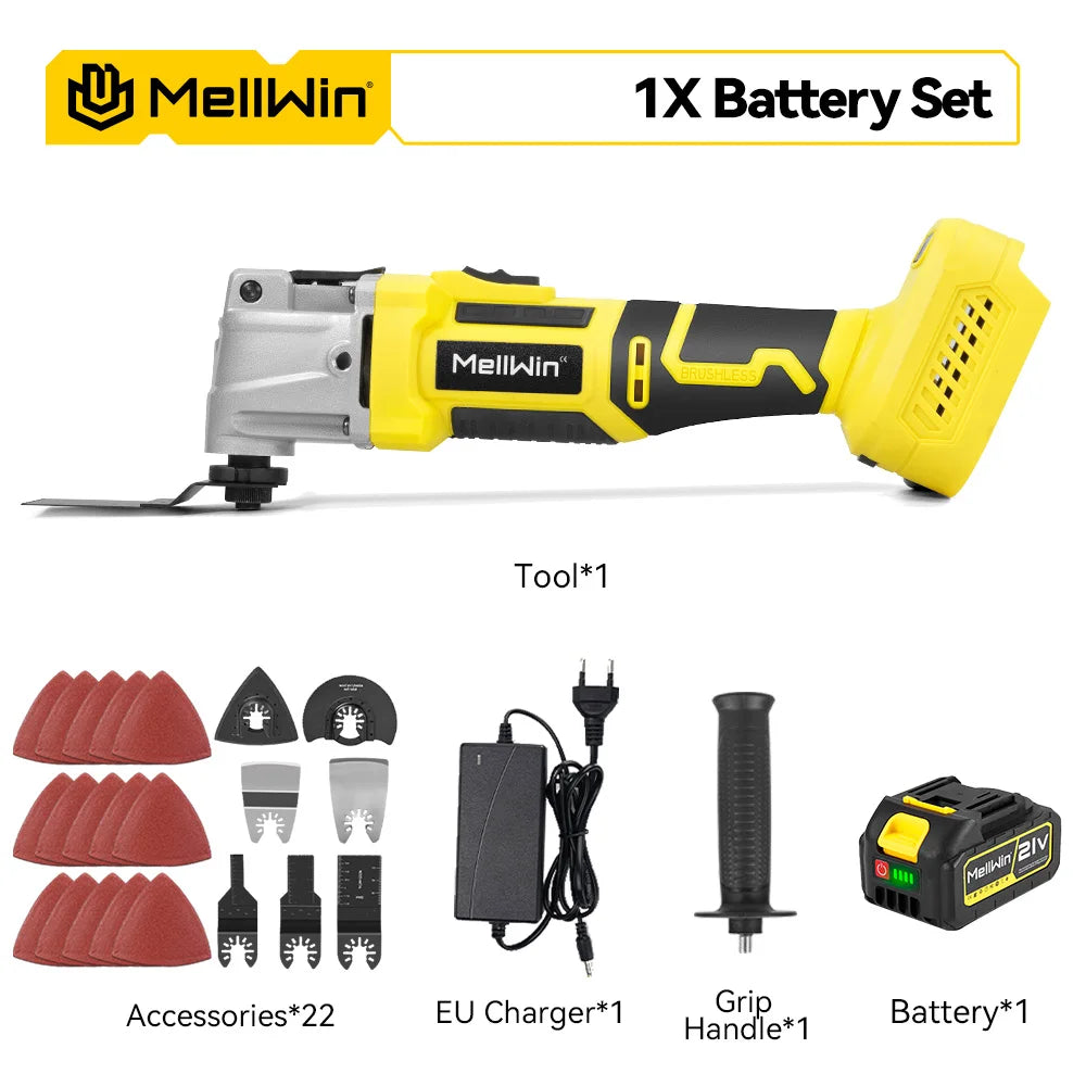MELLWIN Brushless Oscillating Multi Function Tool Electric Saw Polisher woodworking Cutting Tool For Makita 18V Battery Pin - Limetastore