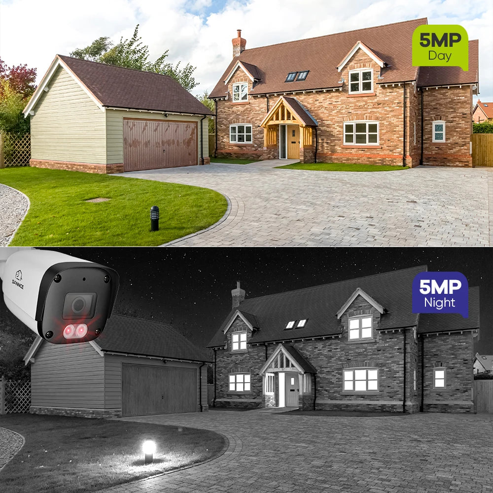 SANNCE 5MP Outdoor CCTV System | Human & Vehicle Detection, Audio Recording, IP67, 4× Cameras, 8CH NVR