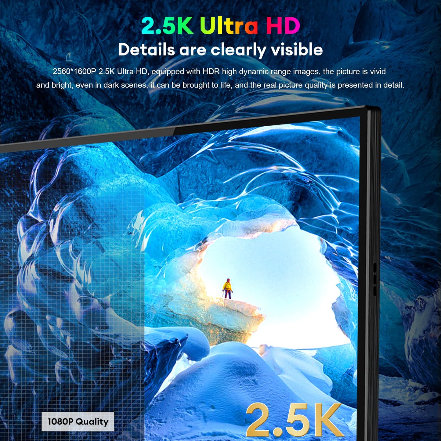 ZEUSLAP 16" 2.5K 144Hz Prenosni monitor na dotik | 2560×1600, 100 % sRGB, 500 nitov