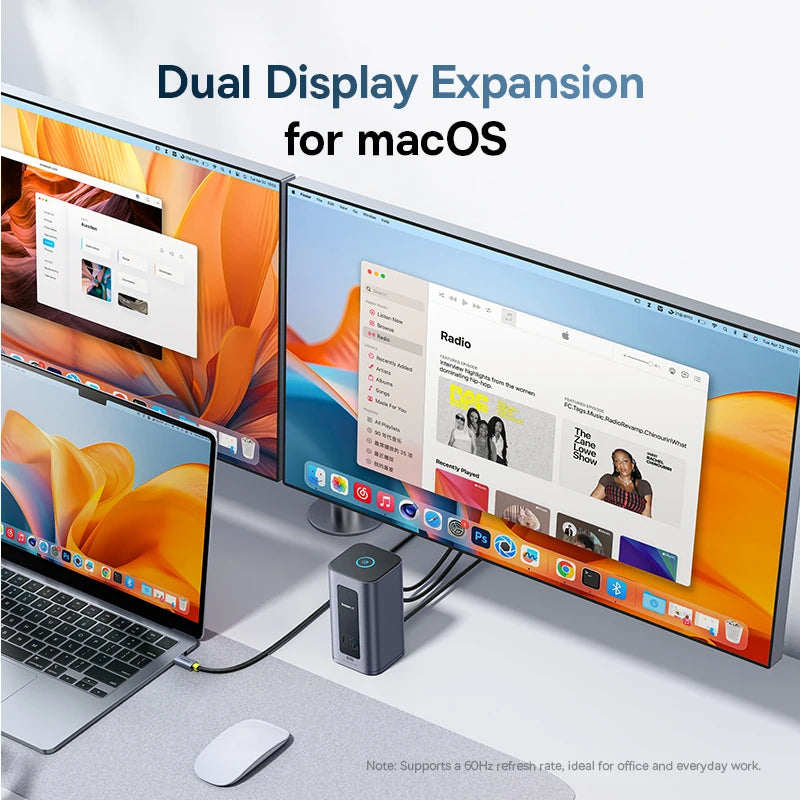 Baseus 12‑in‑1 USB‑C HUB | DisplayPort + HDMI 4K@60Hz MST, USB 3.2, RJ45, PD 100W Docking Station