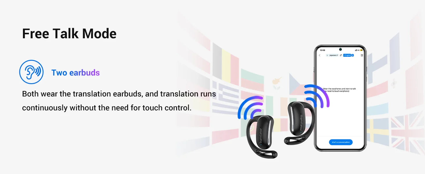 Wooask F56 Real-Time Translator Earbuds 144 Languages 11 Offline