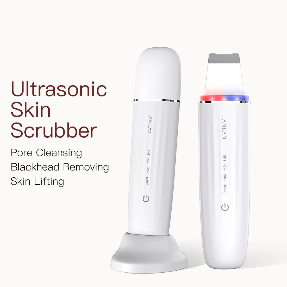 ANLAN Ultrasonic Skin Scrubber | EMS Lifting, Red/Blue LED, Deep Cleansing, IPX7