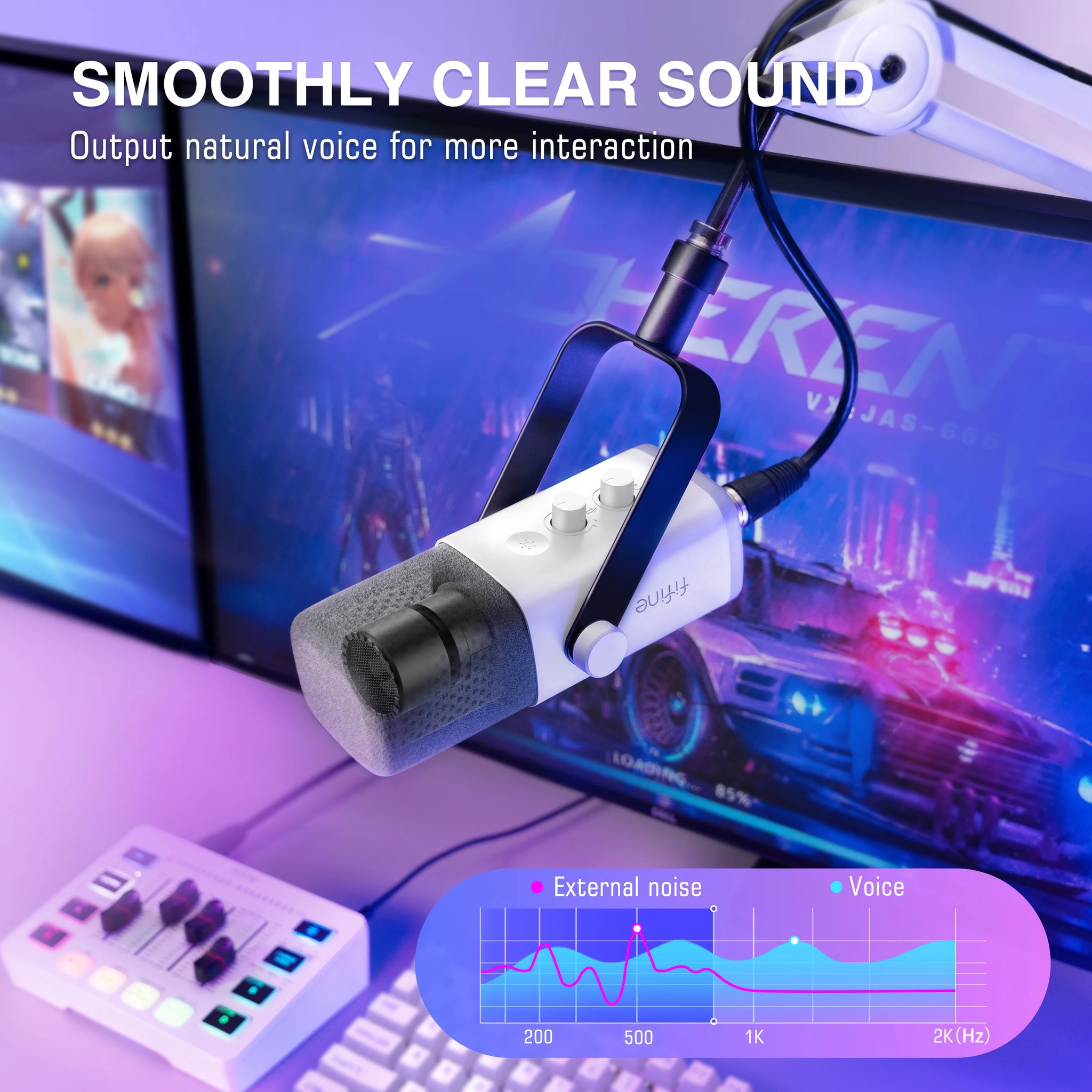 FIFINE KS5W RGB Streaming Podcast Kit | Dynamic Mic & Audio Mixer Bundle