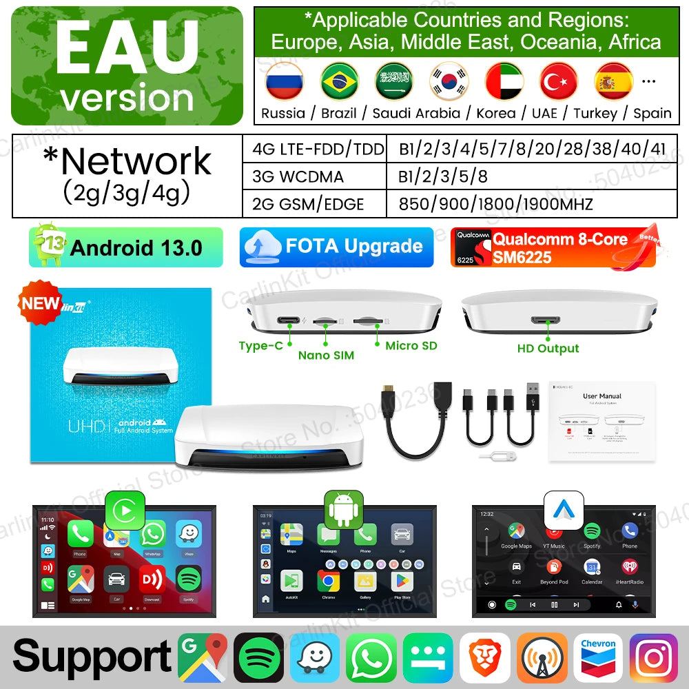 CarlinKit Android 13 SDM660 HDMI Wireless CarPlay AI Box
