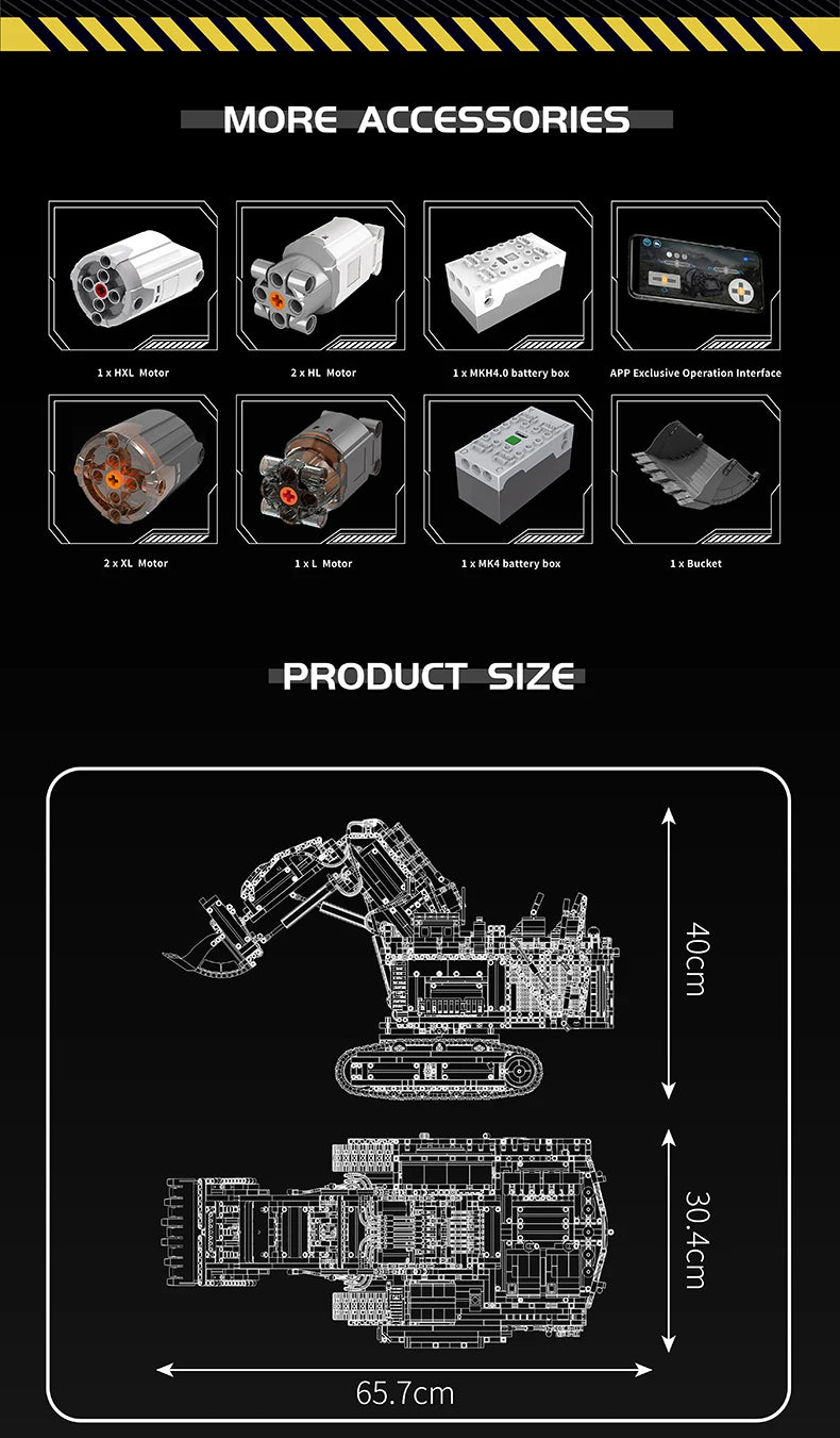 Mould King 17070/17071 RC R9800 Excavator Building Set | Motorized Technical Mining Excavator - Limetastore