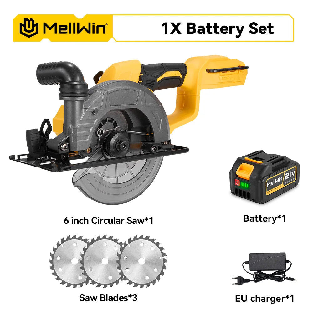 MELLWIN 150MM 6 Inch Brushless Circular Saw Handheld Multi-function Electric Saws Power Tool For Makita 18V Battery Pin - Limetastore