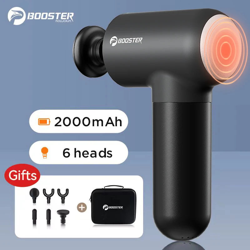Booster V3 – Mini Electric Massage Gun | 6‑Speed Percussion Massager, Hot Compress, Portable Deep