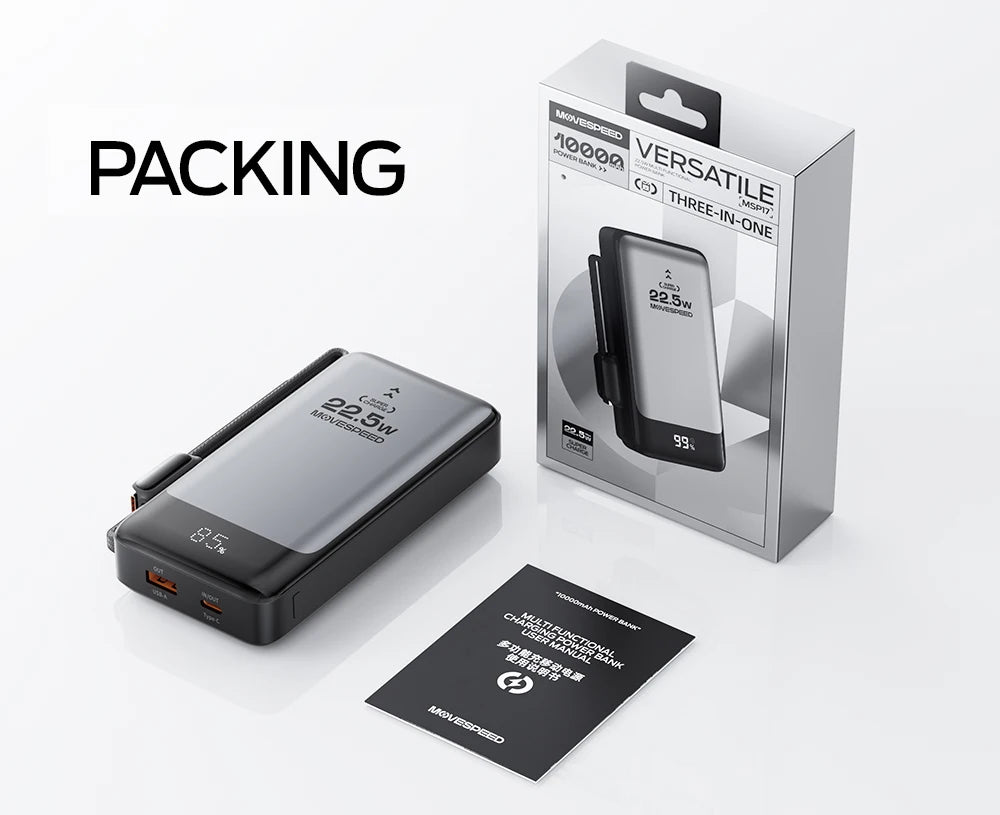 MOVESPEED MSP17 Power Bank 10000mAh 2-in-1 with Folding EU Plug