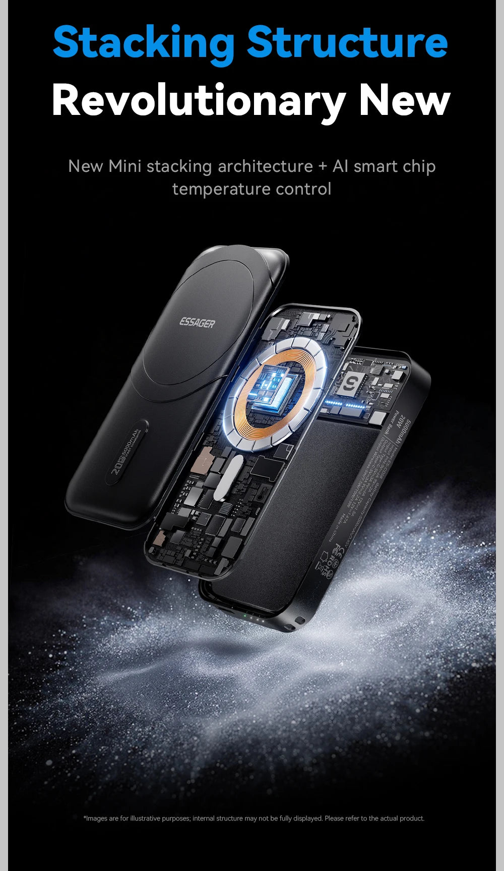 ESSAGER 3-in-1 Magnetic 65W GaN Charger Power Bank 5000mAh