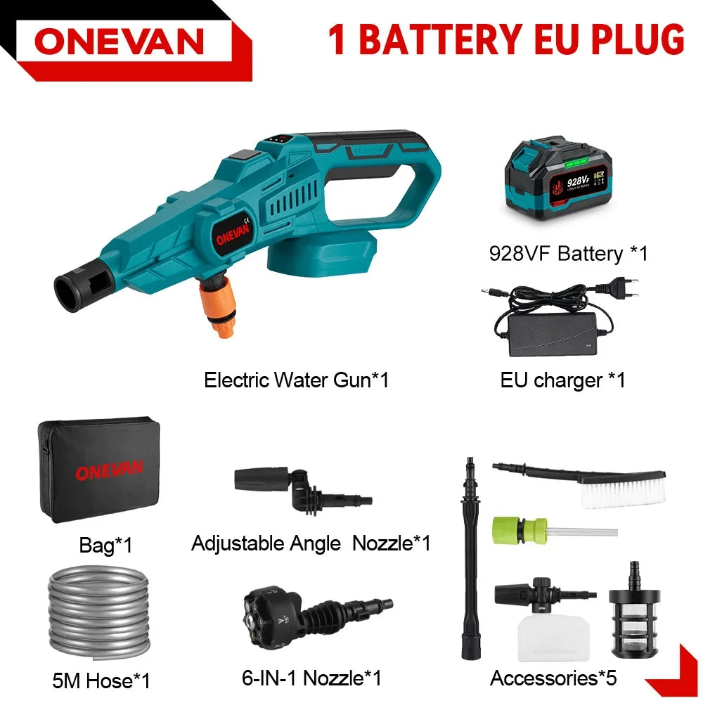 ONEVAN 3500W 200Bar Brushless High‑Pressure Washer Gun | 6‑in‑1 Cordless Car & Garden Cleaner