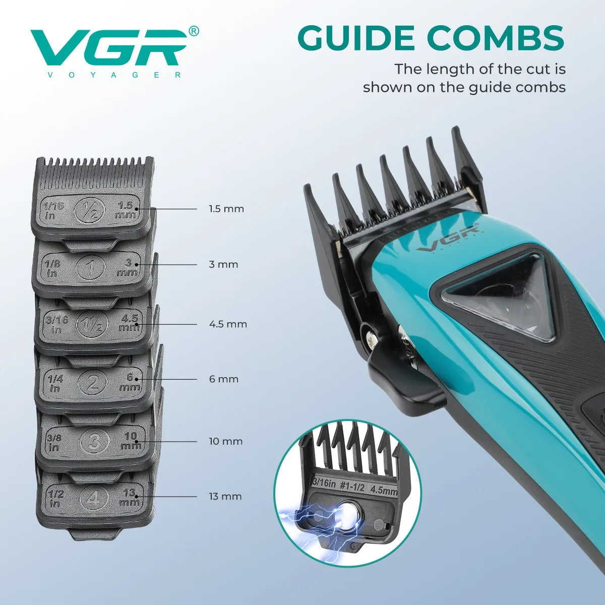 VGR Hair Trimmer Professional Hair Cutting Machine Cordless Barber Clipper Vector Motor Haircut Electric Trimmer for Men V-035C