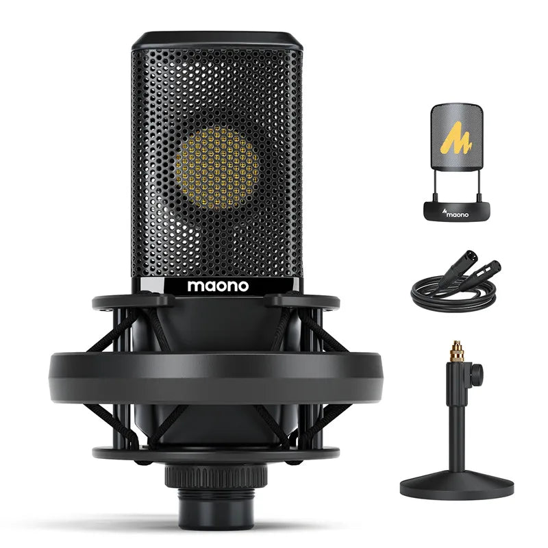 Maono PM500T – XLR Large‑Diaphragm Condenser Microphone | 34 mm Cardioid Studio Mic for Recording, Podcasting, Streaming & DJ Production