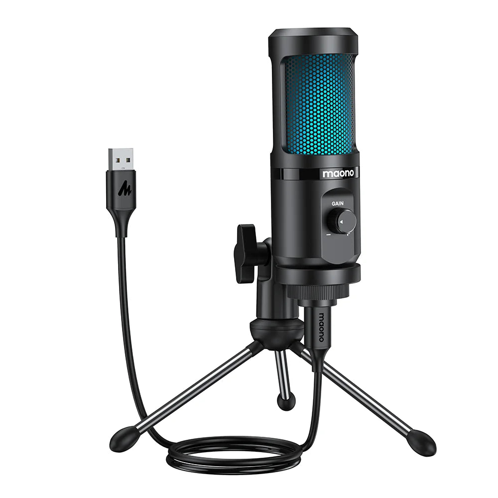 Maono PM461TR – RGB USB Gaming Condenser Microphone | Desktop Mic with Breathing Light for Podcasting, Streaming & Recording