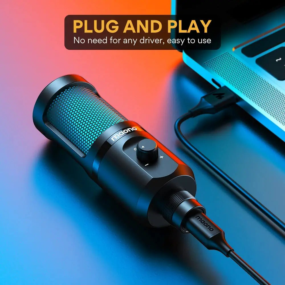 Maono PM461TR – RGB USB Gaming Condenser Microphone | Desktop Mic with Breathing Light for Podcasting, Streaming & Recording